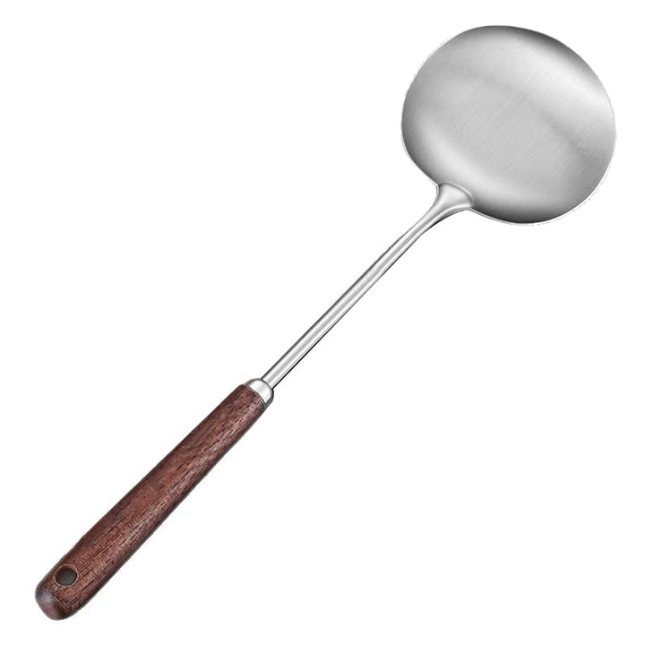 Long Handle Mushroom Shovel Kitchen Cooking Utensils Stainless Steel Wok Spatula Chef-specific Cooking Spoon Wooden