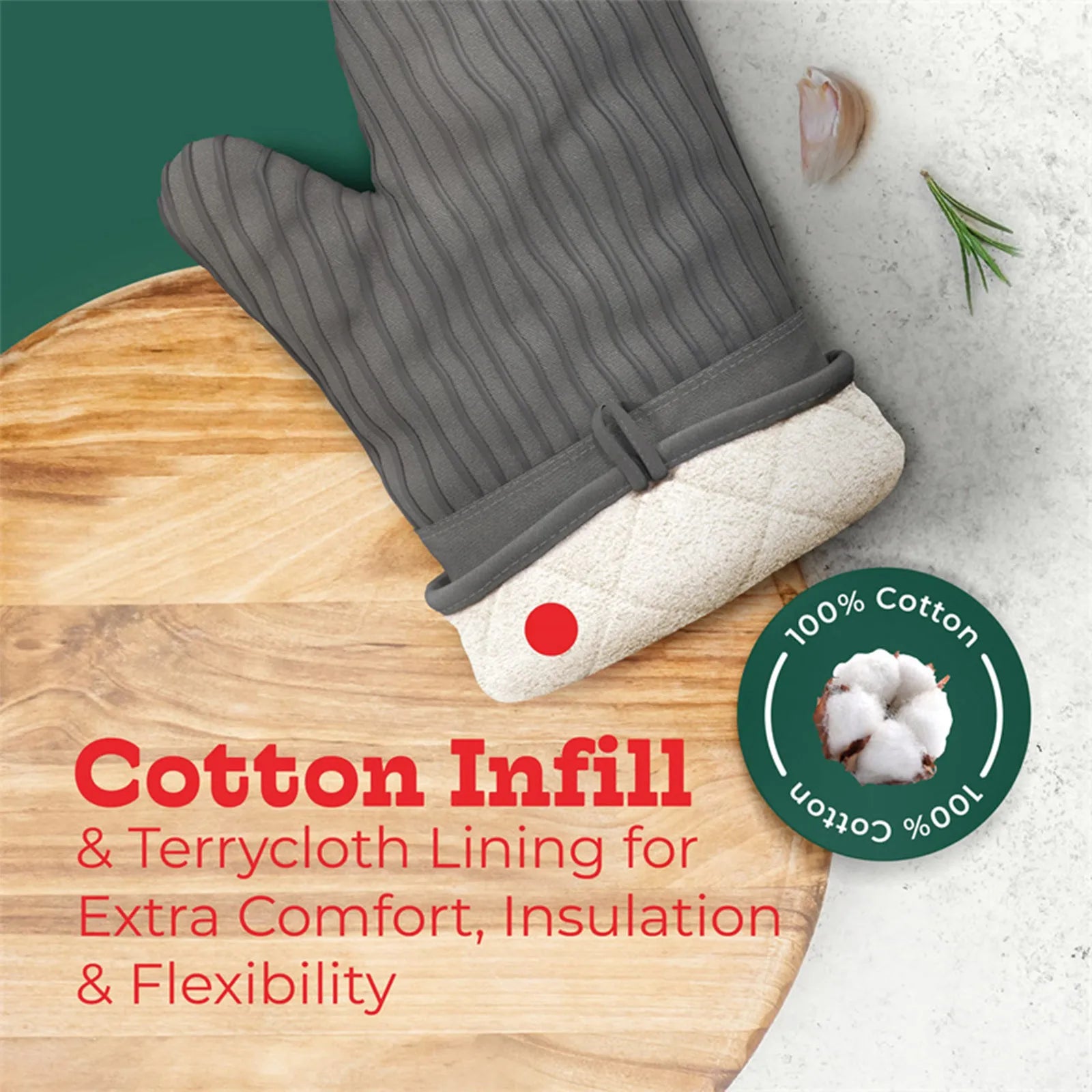 Flexible Silicone Oven Mitts Set For Cooking Kitchen Essentials Cotton Infill 480 F Heat Resistant Gloves Baking Supplies