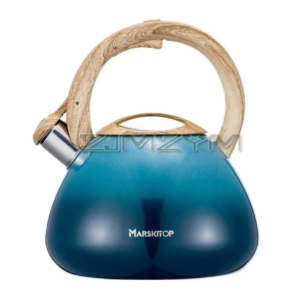 2.5L Sound Kettle Stovetop Stainless Steel Boiling Water Kettle With Loud Whistle Wooden Handle Gas Induction Cooker Tea Kettle