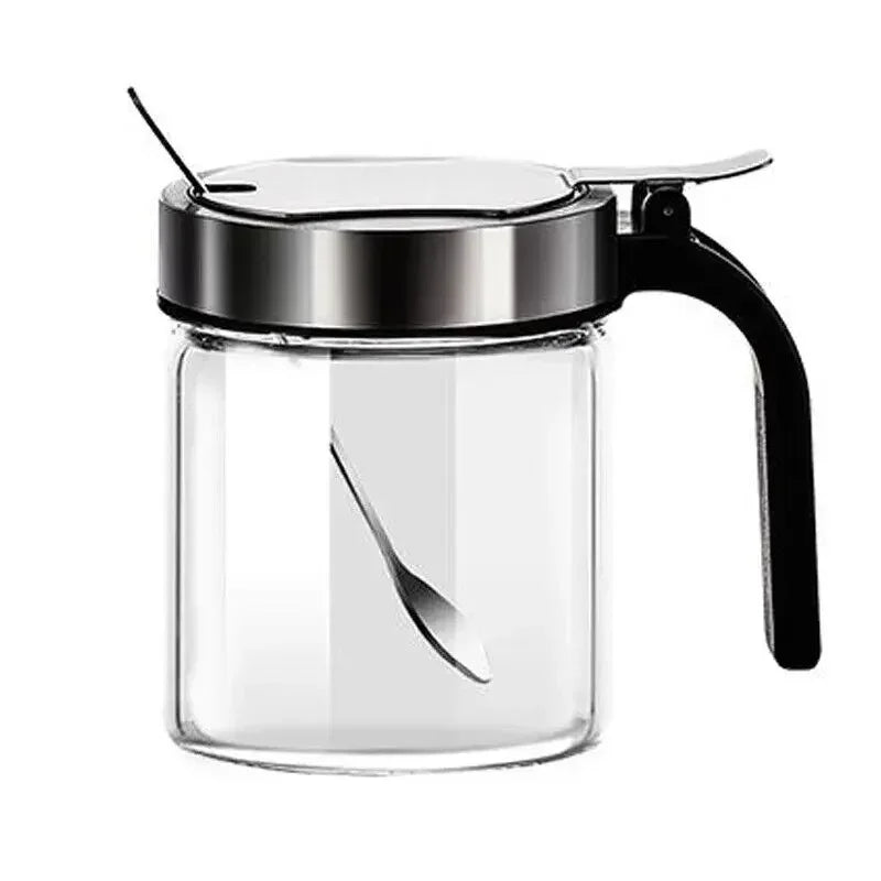 300ml Glass Seasoning Jar Stainless Steel Lid With Spoon Condiment Bottle Salt Shaker Kitchen Supplies Storage Set Spice Boxes Y