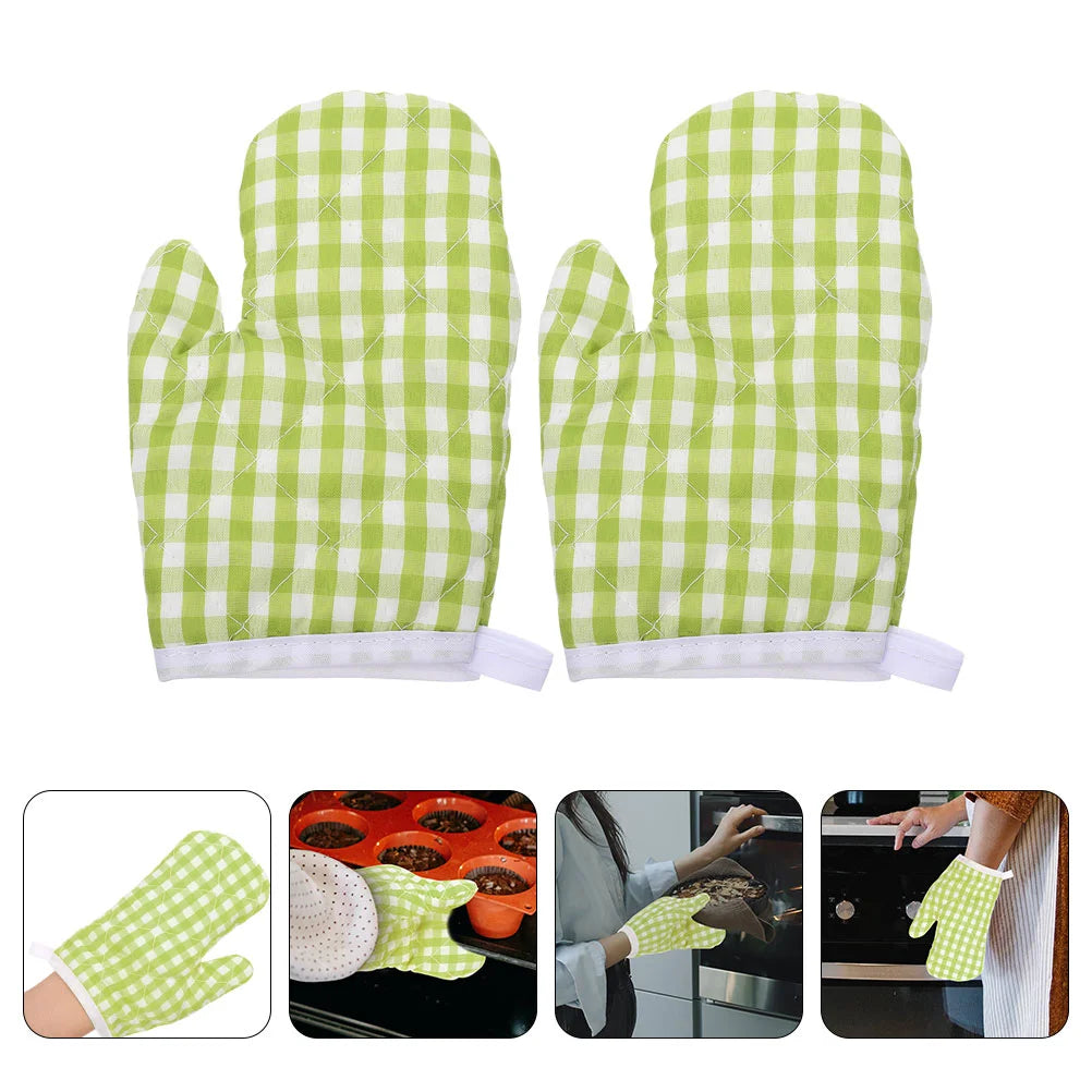 2 Pcs Oven Mitts Heat Resistant Kitchen Gloves Hand Polyester Baking Supplies Cooking Accessories Microwave Mitts