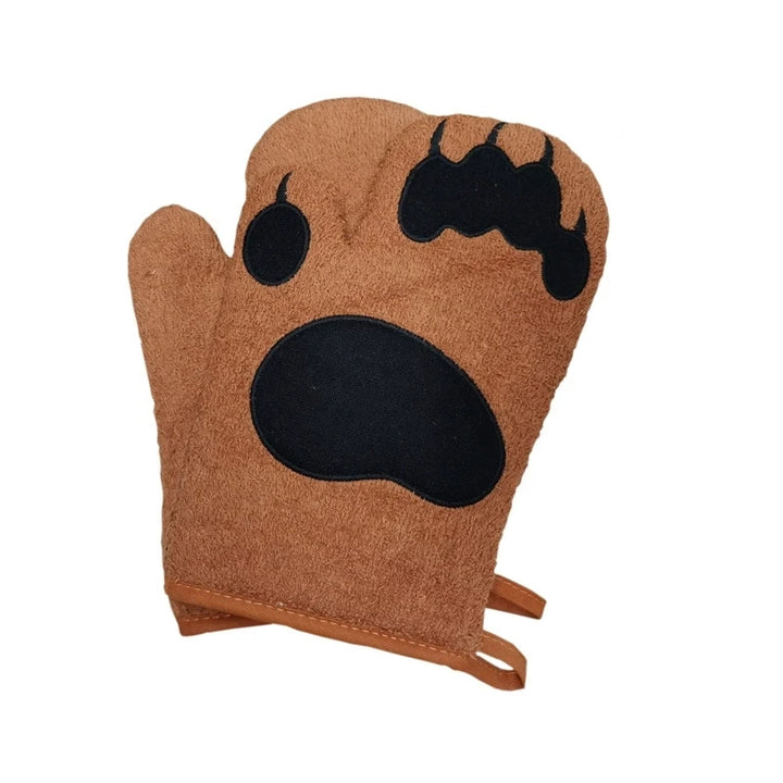 Hot Selling Microwave Oven Mitts Heat Resistant Cotton Gloves Bear Paw Heat Insulated Baking Gloves