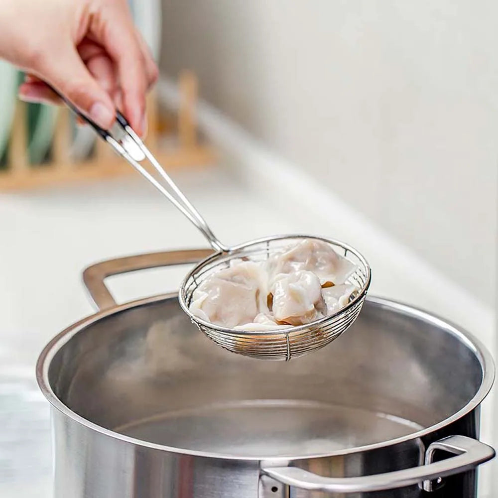 Long Handle Stainless Steel Kitchen Home Kitchen Gadget Cooking Tool Spider Strainer Skimmer Spoon Colander