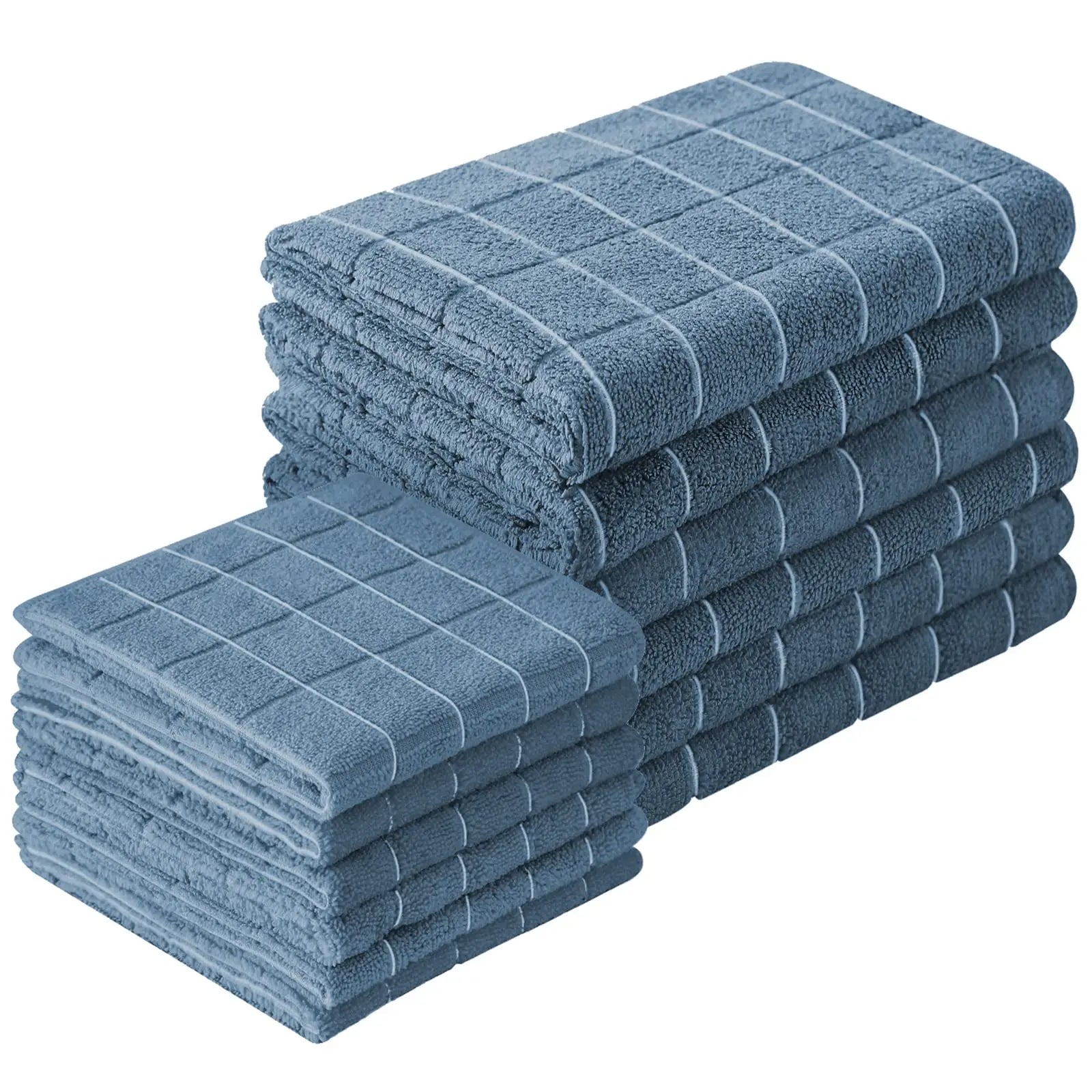 12pcs Microfiber Kitchen Towels and Dishcloths Set, 26 X 18 Inch and 12 X 12 Inch, Bulk Lint Free Dish Towels for Drying Dishes