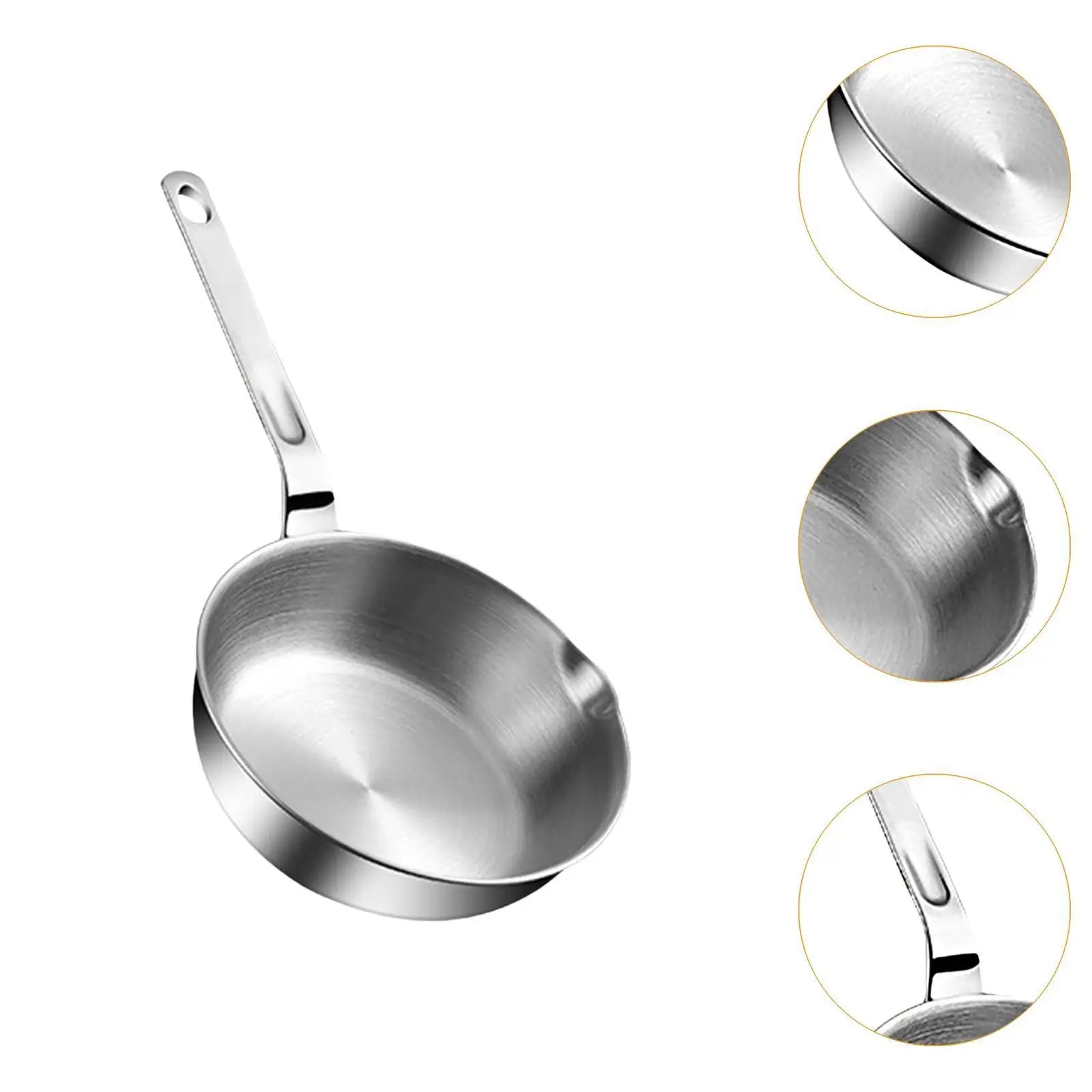 Stainless Steel Frying Pan with Long Handle Cooking Eggs Sandwich Fried Steak Pot for All Stovetops Gas Home Stoves Kitchen