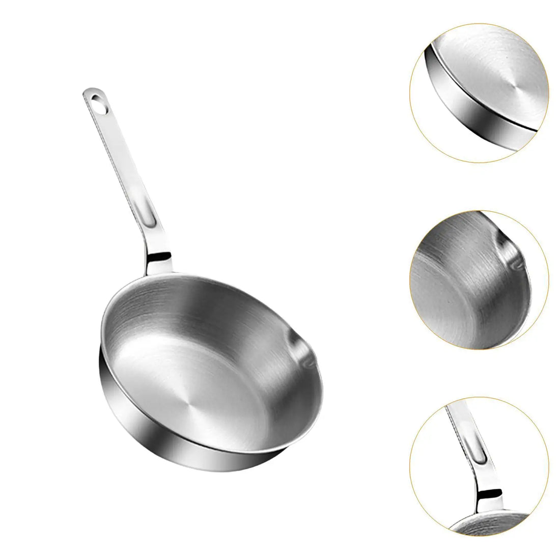 Stainless Steel Frying Pan with Long Handle Cooking Eggs Sandwich Fried Steak Pot for All Stovetops Gas Home Stoves Kitchen