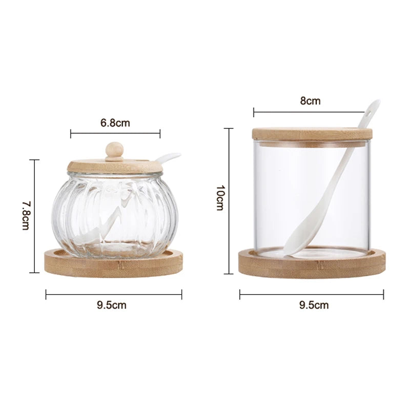 Glass Seasoning Jar Combination Set Single Salt Shaker Sugar Bowl Nordic Japanese Seasoning Box with Lid Kitchen Household Items