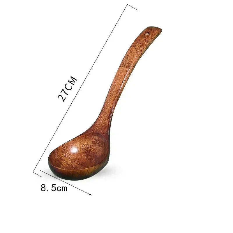 Kitchen Long Handle Wooden Round Spoon For Soup Cooking Mixing Stirr Dessert Rice Soup Spoon Kitchen Cooking Tools