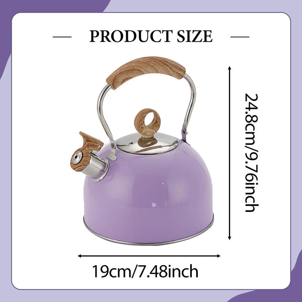 Whistling Tea Kettle for Stove Top 2.5L Stainless Steel Kettle with Heat Resistant Handle for Fast Boiling Coffee Milk and Tea