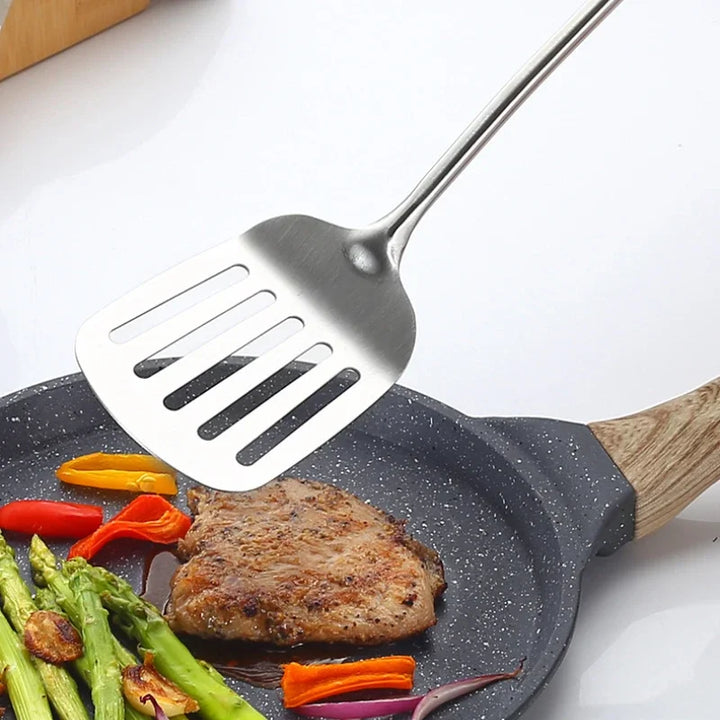 Long Handle Cooking Shovel, Rice Spoon, Stainless Steel Cooker Set, Household R Spaghetti Tool, Frying Shovel, Kitchen Gadget