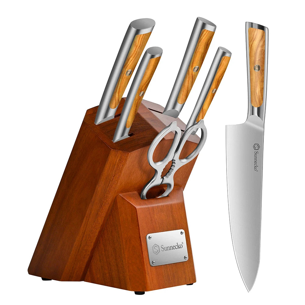 Block Knives Set 6PCS for Kitchen High Carbon Stainless Steel Chef's Cutting Knife Vegetable Fruit Meat Slicing Paring Knife