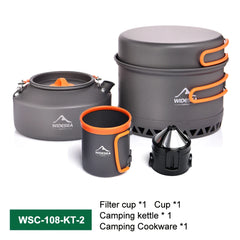 Camping Tableware Outdoor Cookware Set Pots Tourist kettle coffee cup filte Kitchen Equipment Gear Utensils Hiking Picnic Travel