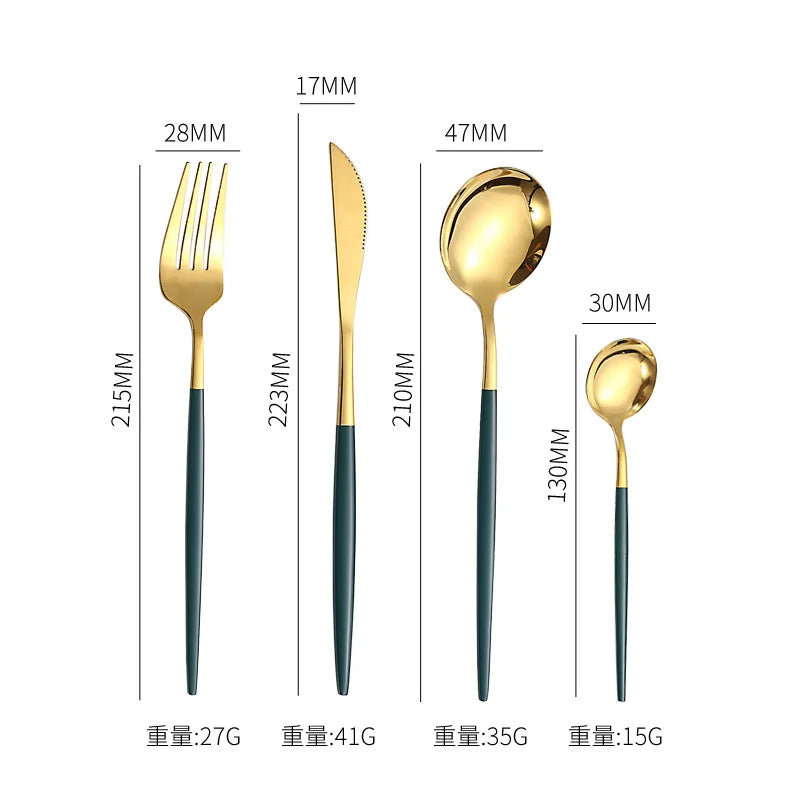 4 Piece Stainless Steel Flatware Set Knife Fork Spoon Teaspoon Western Cutlery for Home Dining Gift