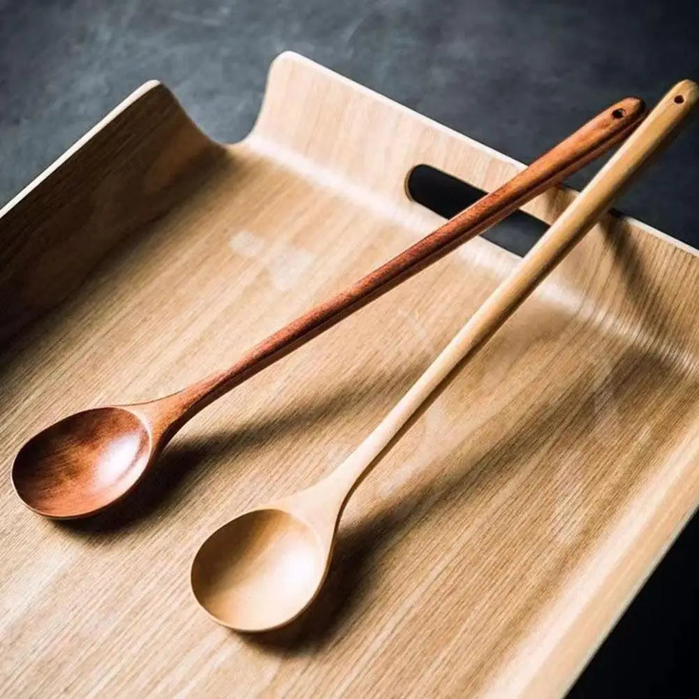 Natural Wooden Long Handle Spoon Simple Design Cooking Stirring Spoon With Long Handle Easy To Care For And Clean Kitchen Utensi