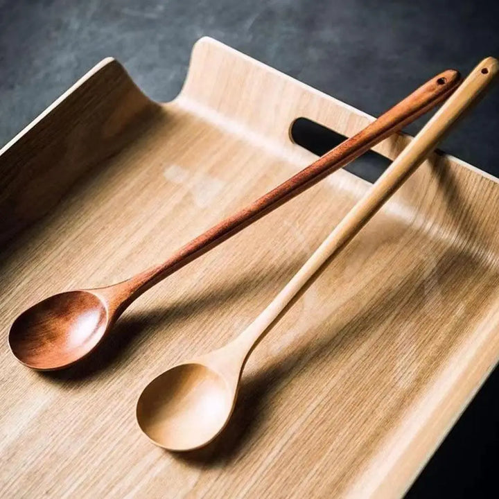 Natural Wooden Long Handle Spoon Simple Design Cooking Stirring Spoon With Long Handle Easy To Care For And Clean Kitchen Utensi