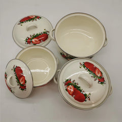 16cm 18cm 20cm 3piece Set Strawberry Enameled Cookware Set