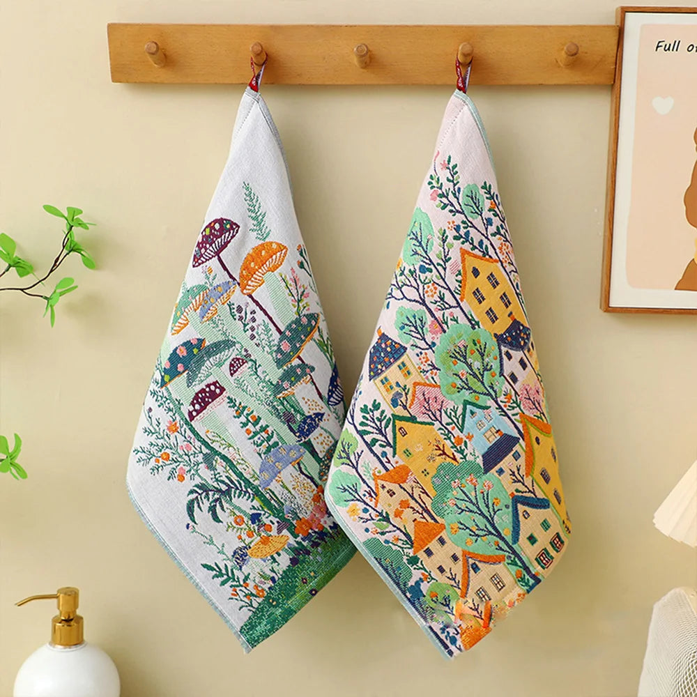 34x40cm Large Hand Towels 4-Layer 100% Cotton Gauze Quick-Dry Dishcloths, Decorative Tea Towels for Kitchen & Bathroom