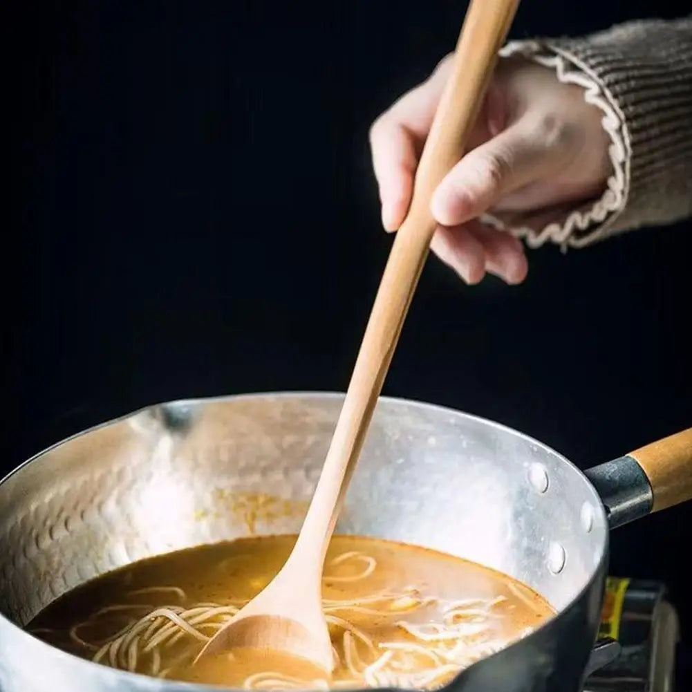 Natural Wooden Long Handle Spoon Simple Design Cooking Stirring Spoon With Long Handle Easy To Care For And Clean Kitchen Utensi