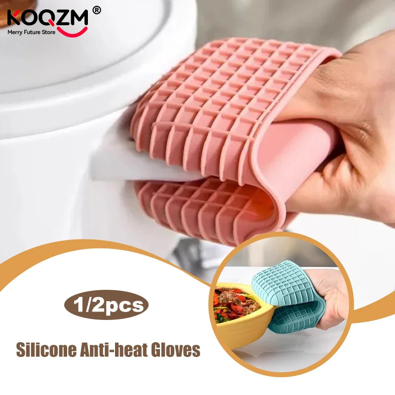 Oven Mitts Silicone Heat Resistant Pinch Mitts Anti Scalding Non Slip Gloves Clips Pot Holder Kitchen Cooking Baking Gloves