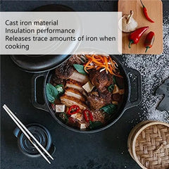 Y50A-Dutch Oven Cast Iron Pot With Lid Double Layer Traditional Thick Design With Handle For Slow Cooking Kitchen 10Cm Diameter