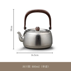 0.8/1/1.5L Pure Titanium Kettle With Anti-scalding Handle,Antibacterial And Anti-mold Cookware,Home/Outdoor Lightweight Teapot