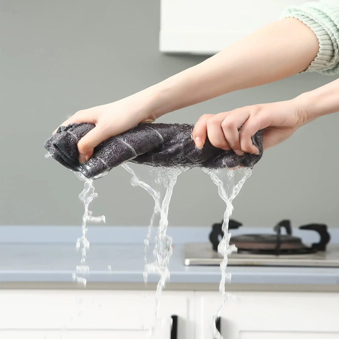 12pcs Microfiber Kitchen Towels and Dishcloths Set, 26 X 18 Inch and 12 X 12 Inch, Bulk Lint Free Dish Towels for Drying Dishes
