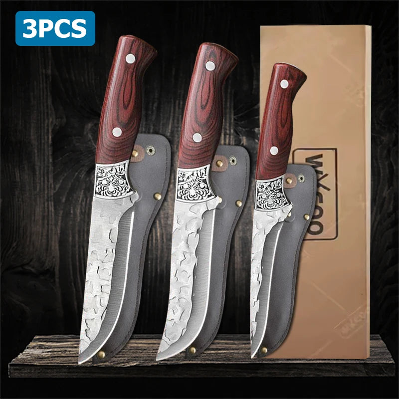 Hand Forged Butcher Knife Set Kitchen Supplies Professional Meat Cleaver Chef Kitchen Knife Multifunctional Boning Knife 1~3pcs