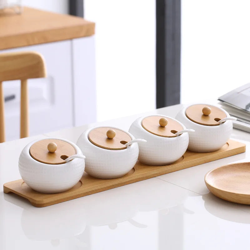 Seasoning Box Chili Jar With Lid Seasoning Bottle Jar Set Seasoning Box Ceramic Salt Jar Household Kitchen Supplies Storage Tank