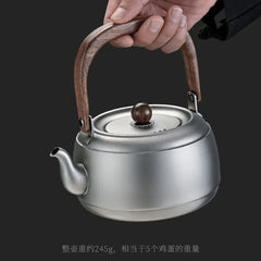 0.8/1/1.5L Pure Titanium Kettle With Anti-scalding Handle,Antibacterial And Anti-mold Cookware,Home/Outdoor Lightweight Teapot