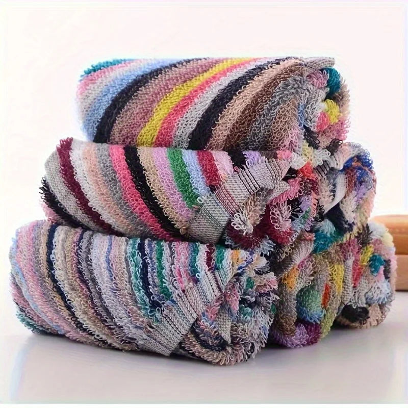10pcs Multicolor Striped Cotton Dish Cloths-Heavy-Duty Absorbent Multi-Color Cleaning Towels Suitable, Dishwashing,household