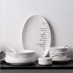 Creative English alphabet White Dinner Plate  Ceramic Kitchen Plate Tableware Set Food Dishes Rice Salad Noodles Bowl Soup