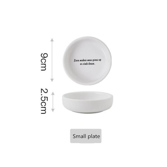 Creative English alphabet White Dinner Plate  Ceramic Kitchen Plate Tableware Set Food Dishes Rice Salad Noodles Bowl Soup