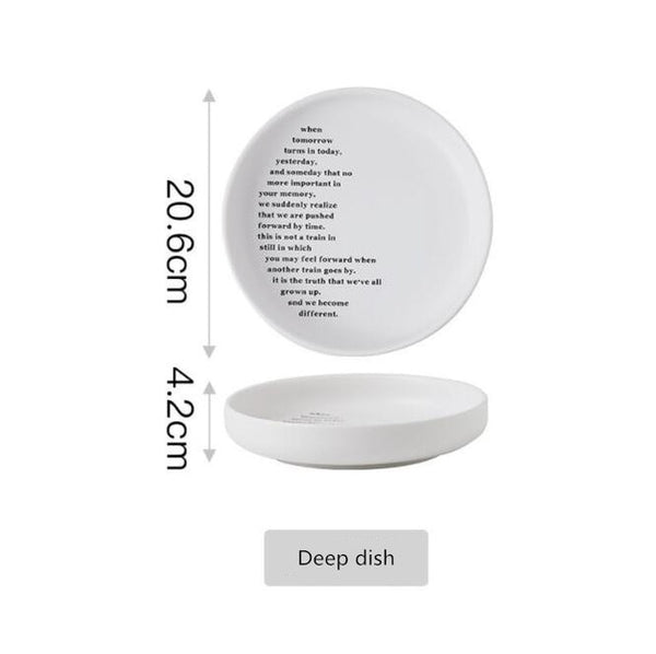 Creative English alphabet White Dinner Plate  Ceramic Kitchen Plate Tableware Set Food Dishes Rice Salad Noodles Bowl Soup