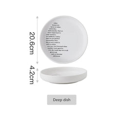Creative English alphabet White Dinner Plate  Ceramic Kitchen Plate Tableware Set Food Dishes Rice Salad Noodles Bowl Soup