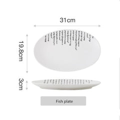 Creative English alphabet White Dinner Plate  Ceramic Kitchen Plate Tableware Set Food Dishes Rice Salad Noodles Bowl Soup