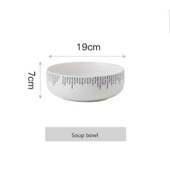 Creative English alphabet White Dinner Plate  Ceramic Kitchen Plate Tableware Set Food Dishes Rice Salad Noodles Bowl Soup