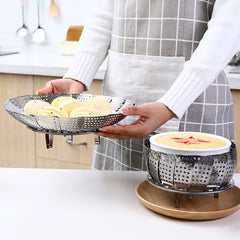 Kitchen Stainless Steel Steamer Fruit Basket Steamed Food Rack Retractable Folding Steamer Cooking Tool