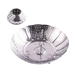 Kitchen Stainless Steel Steamer Fruit Basket Steamed Food Rack Retractable Folding Steamer Cooking Tool