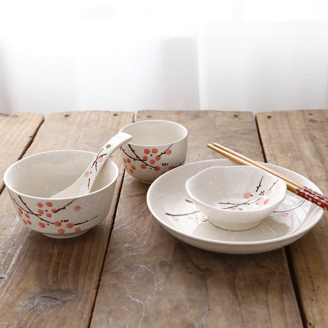 Japanese Style Ceramic Tableware Set Household Cutlery Creative Ceramic Dinnerware dining table dish set dinner set eco friendly