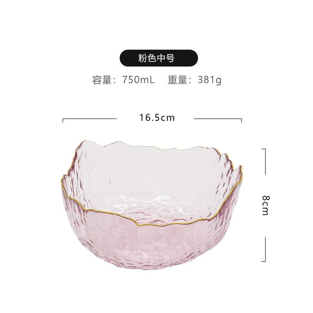 Group buy Phnom Penh salad bowl creative net red home living room transparent fruit plate set glass bowl dessert bowl ins