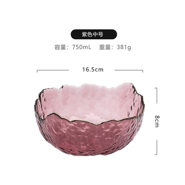 Group buy Phnom Penh salad bowl creative net red home living room transparent fruit plate set glass bowl dessert bowl ins