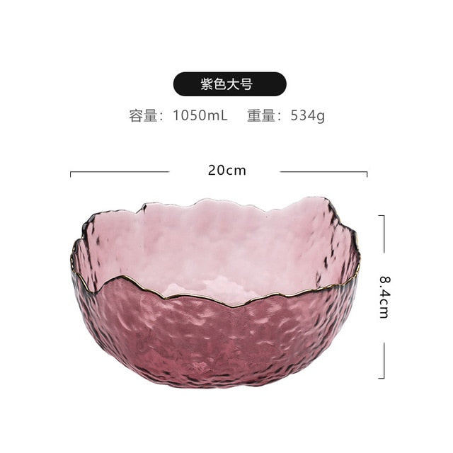 Group buy Phnom Penh salad bowl creative net red home living room transparent fruit plate set glass bowl dessert bowl ins