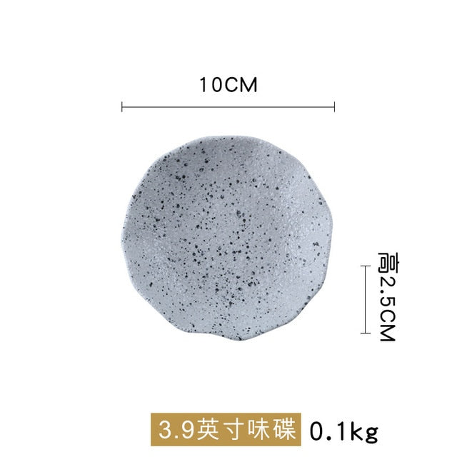 New Design Granite Pattern Ceramic Food Plate Dish Rice Salad Bowl Retro Porcelain Tray Household Tableware Dinner Plate Set