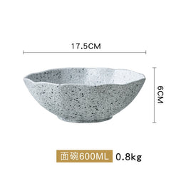 New Design Granite Pattern Ceramic Food Plate Dish Rice Salad Bowl Retro Porcelain Tray Household Tableware Dinner Plate Set