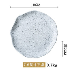 New Design Granite Pattern Ceramic Food Plate Dish Rice Salad Bowl Retro Porcelain Tray Household Tableware Dinner Plate Set