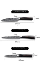 Japanese Damascus kitchen knives Laser Dapattern chef knife Sharp Santoku Cleaver Slicing Utility Knives tool EDC  3"inch  5"i