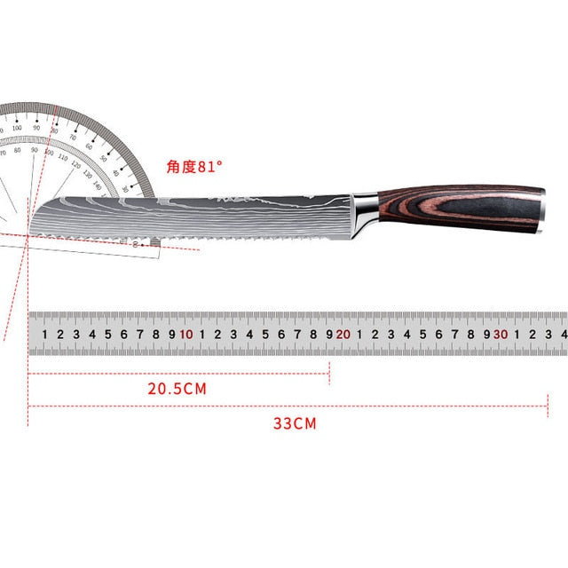 Japanese Damascus kitchen knives Laser Dapattern chef knife Sharp Santoku Cleaver Slicing Utility Knives tool EDC  3"inch  5"i