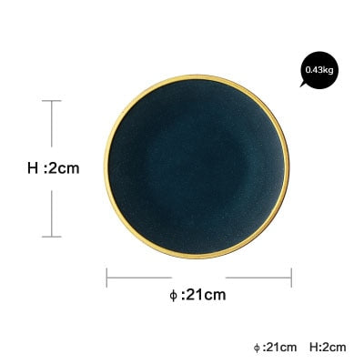 Ceramic Gold Inlay Plates Steak Food Dish Nordic Style Retro Tableware Bowl Ins Dinner Plate Cup High End Dinnerware Set