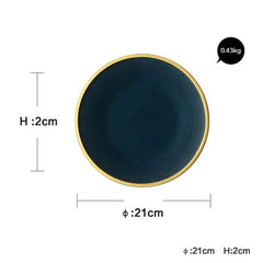 Ceramic Gold Inlay Plates Steak Food Dish Nordic Style Retro Tableware Bowl Ins Dinner Plate Cup High End Dinnerware Set