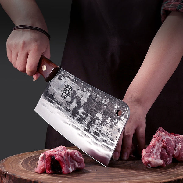 DENGJIA Forged Carbon Steel Style Butcher Knife Handmade Kitchen Chopper Knife Household Fish Bone Meat Cleaver For Chicken